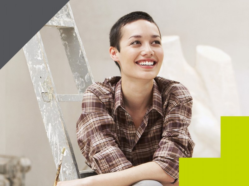 smiling teacher in classroom